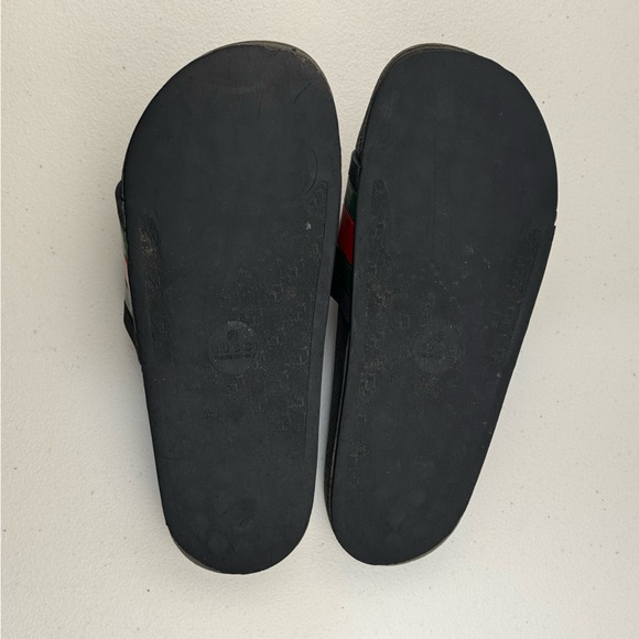 Gucci Black Slides Red Green Web Sandals Men’s Size 8 Luxury Classic Preppy - Picture 12 of 14
